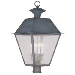 15 inch 4 Light Charcoal Outdoor Post Lantern Pendant Lighting Fixture with Seeded Glass Shade-Lighting LumensLantern