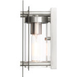 7 inch 1 Light Black & Brushed Nickel Outdoor Wall Lantern with Clear Glass Shade-Lighting LumensLantern