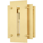 7 inch 1 Light Satin Brass Outdoor Wall Lantern with Clear Glass Shade-Lighting LumensLantern