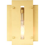 7 inch 1 Light Satin Brass Outdoor Wall Lantern with Clear Glass Shade-Lighting LumensLantern