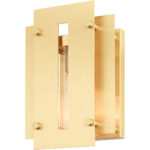 7 inch 1 Light Satin Brass Outdoor Wall Lantern with Clear Glass Shade-Lighting LumensLantern