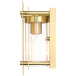 7 inch 1 Light Satin Brass Outdoor Wall Lantern with Clear Glass Shade-Lighting LumensLantern