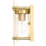 7 inch 1 Light Satin Brass Outdoor Wall Lantern with Clear Glass Shade-Lighting LumensLantern