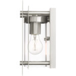 7 inch 1 Light Brushed Nickel Outdoor Wall Lantern with Clear Glass Shade-Lighting LumensLantern