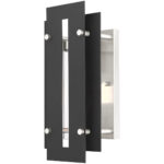 7 inch 1 Light Black & Brushed Nickel Outdoor Wall Lantern with Clear Glass Shade-Lighting LumensLantern