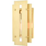 7 inch 1 Light Satin Brass Outdoor Wall Lantern with Clear Glass Shade-Lighting LumensLantern