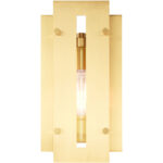 7 inch 1 Light Satin Brass Outdoor Wall Lantern with Clear Glass Shade-Lighting LumensLantern