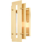 7 inch 1 Light Satin Brass Outdoor Wall Lantern with Clear Glass Shade-Lighting LumensLantern