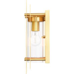 7 inch 1 Light Satin Brass Outdoor Wall Lantern with Clear Glass Shade-Lighting LumensLantern