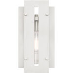 7 inch 1 Light Brushed Nickel Outdoor Wall Lantern with Clear Glass Shade-Lighting LumensLantern