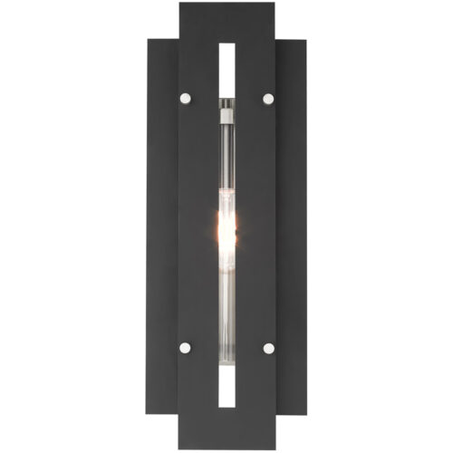 8 inch 1 Light Black & Brushed Nickel Outdoor Wall Lantern with Clear Glass Shade-Lighting LumensLantern