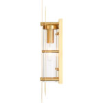 8 inch 1 Light Satin Brass Outdoor Wall Lantern with Clear Glass Shade-Lighting LumensLantern