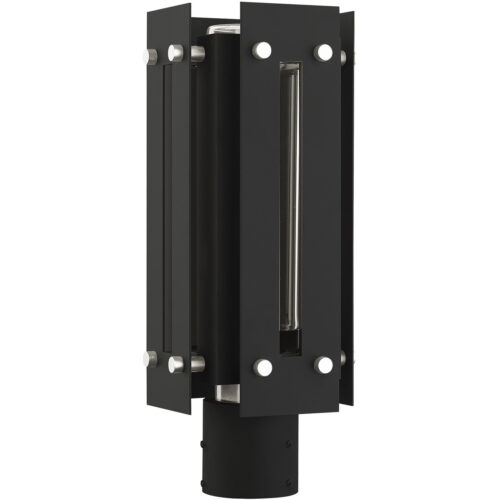 6.625 Sq. inch 1 Light Black Outdoor Post Top Lantern with Clear Glass Shade-Lighting LumensLantern