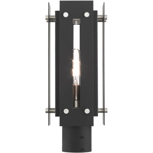 6.625 Sq. inch 1 Light Black Outdoor Post Top Lantern with Clear Glass Shade-Lighting LumensLantern