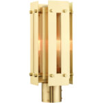 6.625 Sq. inch 1 Light Satin Brass Outdoor Post Top Lantern with Clear Glass Shade-Lighting LumensLantern