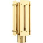 6.625 Sq. inch 1 Light Satin Brass Outdoor Post Top Lantern with Clear Glass Shade-Lighting LumensLantern