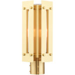 6.625 Sq. inch 1 Light Satin Brass Outdoor Post Top Lantern with Clear Glass Shade-Lighting LumensLantern