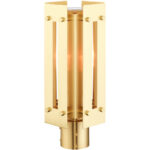 6.625 Sq. inch 1 Light Satin Brass Outdoor Post Top Lantern with Clear Glass Shade-Lighting LumensLantern