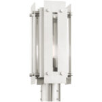 6.625 Sq. inch 1 Light Brushed Nickel Outdoor Post Top Lantern with Clear Glass Shade-Lighting LumensLantern