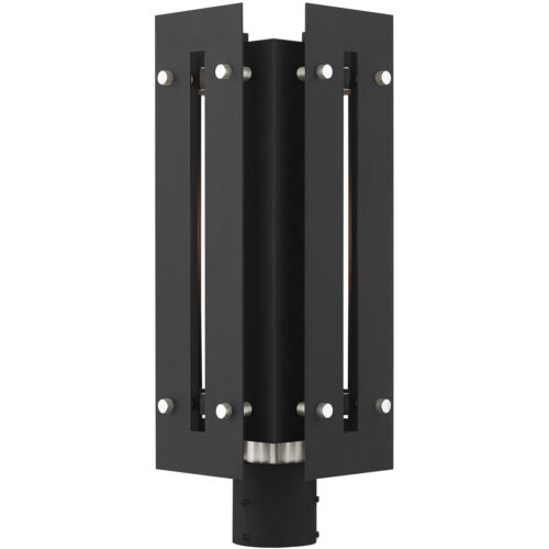 8.625 Sq. inch 1 Light Black Outdoor Post Top Lantern with Clear Glass Shade-Lighting LumensLantern