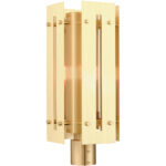 8.625 Sq. inch 1 Light Satin Brass Outdoor Post Top Lantern with Clear Glass Shade-Lighting LumensLantern