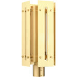 8.625 Sq. inch 1 Light Satin Brass Outdoor Post Top Lantern with Clear Glass Shade-Lighting LumensLantern