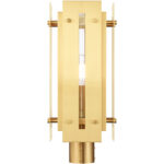 8.625 Sq. inch 1 Light Satin Brass Outdoor Post Top Lantern with Clear Glass Shade-Lighting LumensLantern