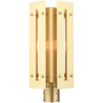 8.625 Sq. inch 1 Light Satin Brass Outdoor Post Top Lantern with Clear Glass Shade-Lighting LumensLantern