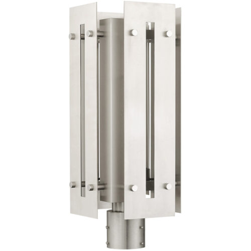 8.625 Sq. inch 1 Light Brushed Nickel Outdoor Post Top Lantern with Clear Glass Shade-Lighting LumensLantern