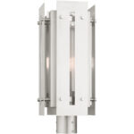 8.625 Sq. inch 1 Light Brushed Nickel Outdoor Post Top Lantern with Clear Glass Shade-Lighting LumensLantern