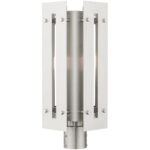 8.625 Sq. inch 1 Light Brushed Nickel Outdoor Post Top Lantern with Clear Glass Shade-Lighting LumensLantern