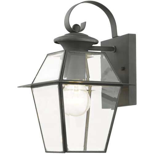 7.5 inch 1 Light Charcoal Outdoor Wall Lantern Pendant Lighting Fixture with Clear Beveled Glass Shade-Lighting LumensLantern