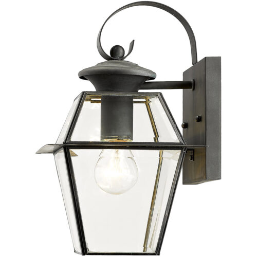 7.5 inch 1 Light Charcoal Outdoor Wall Lantern Pendant Lighting Fixture with Clear Beveled Glass Shade-Lighting LumensLantern