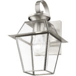 7.5 inch 1 Light Brushed Nickel Outdoor Wall Lantern Pendant Lighting Fixture with Clear Beveled Glass Shade-Lighting LumensLantern