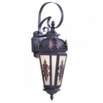 7.5 inch 1 Light Bronze Outdoor Wall Lantern Pendant Lighting Fixture with Antique Honey Linen Glass Shade-Lighting LumensLantern