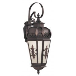 9.5 inch 1 Light Bronze Outdoor Wall Lantern Pendant Lighting Fixture with Antique Honey Linen Glass Shade-Lighting LumensLantern