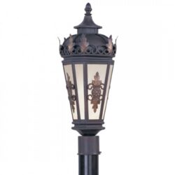 1 Light Bronze Outdoor Post Lantern Pendant Lighting Fixture with Antique Honey Linen Glass Shade-Lighting LumensLantern