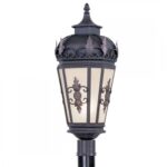 1 Light Bronze Outdoor Post Lantern Pendant Lighting Fixture with Antique Honey Linen Glass Shade-Lighting LumensLantern