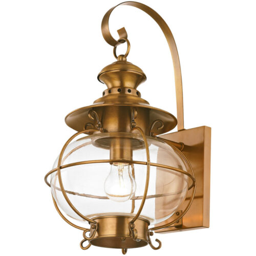 10.5 inch 1 Light FB Outdoor Wall Lantern Pendant Lighting Fixture with Hand Blown Clear Glass Shade-Lighting LumensLantern