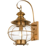 10.5 inch 1 Light FB Outdoor Wall Lantern Pendant Lighting Fixture with Hand Blown Clear Glass Shade-Lighting LumensLantern