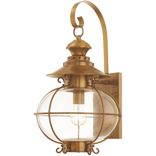 12.75 inch 1 Light FB Outdoor Wall Lantern Pendant Lighting Fixture with Hand Blown Clear Glass Shade-Lighting LumensLantern