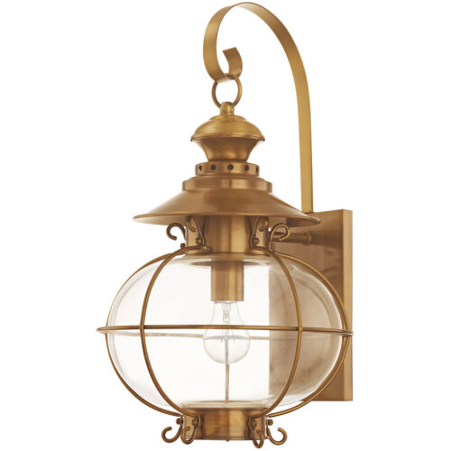 12.75 inch 1 Light FB Outdoor Wall Lantern Pendant Lighting Fixture with Hand Blown Clear Glass Shade-Lighting LumensLantern