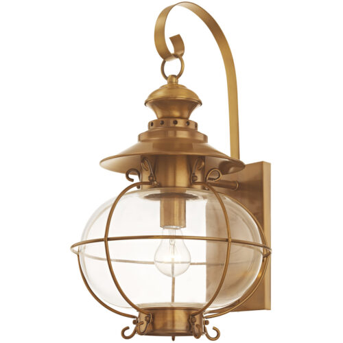 12.75 inch 1 Light FB Outdoor Wall Lantern Pendant Lighting Fixture with Hand Blown Clear Glass Shade-Lighting LumensLantern