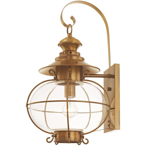 12.75 inch 1 Light FB Outdoor Wall Lantern Pendant Lighting Fixture with Hand Blown Clear Glass Shade-Lighting LumensLantern