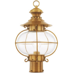 1 Light FB Outdoor Post Lantern Pendant Lighting Fixture with Hand Blown Clear Glass Shade-Lighting LumensLantern