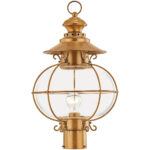 1 Light FB Outdoor Post Lantern Pendant Lighting Fixture with Hand Blown Clear Glass Shade-Lighting LumensLantern