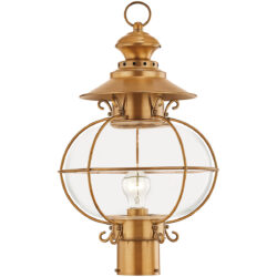 1 Light FB Outdoor Post Lantern Pendant Lighting Fixture with Hand Blown Clear Glass Shade-Lighting LumensLantern