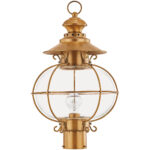 1 Light FB Outdoor Post Lantern Pendant Lighting Fixture with Hand Blown Clear Glass Shade-Lighting LumensLantern