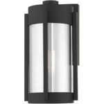 5.25 inch 1 Light Black Outdoor Wall Lantern Pendant Lighting Fixture with Electrical Plated Smoke Glass Shade-Lighting LumensLantern