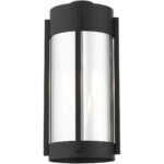 7.5 inch 2 Light Black Outdoor Wall Lantern Pendant Lighting Fixture with Electrical Plated Smoke Glass Shade-Lighting LumensLantern